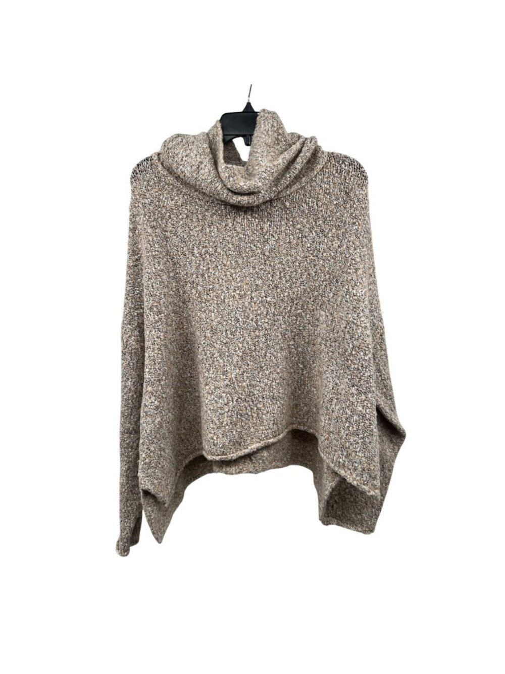 Chelsea & Theodore Cowl Neck Cropped Knit Sweater Beige/Multi Size Large New